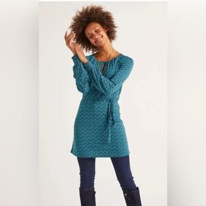 BODEN Clementine Jersey Tunic Dress | Green Black Print | US 6P